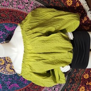 Free People Alicia Off-shoulder Puffy Sleeve Crop Top